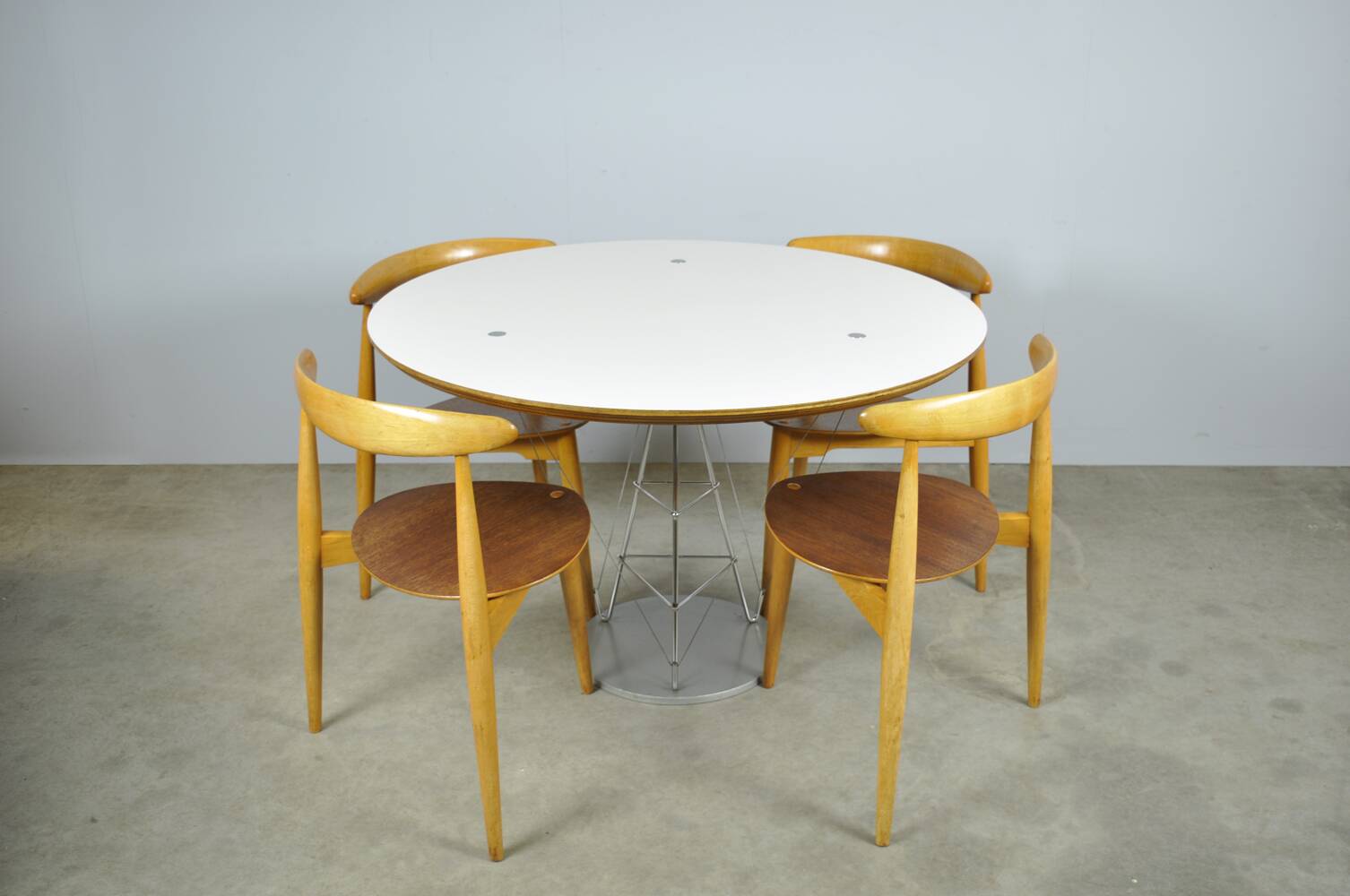 🟡 Beech & teak dining chairs, Hans J. Wegner & Fritz Hansen, Denmark 1950s