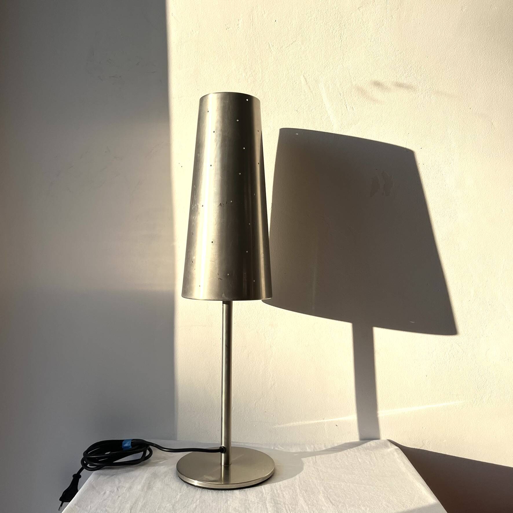 Brushed silver metal lamp vintage design by Anne Nilsson for IKEA