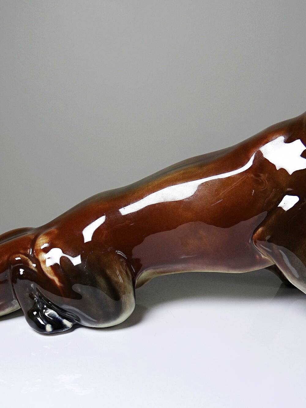 Large ceramic fox from St Clément, after Kraner, 1930s-50s.