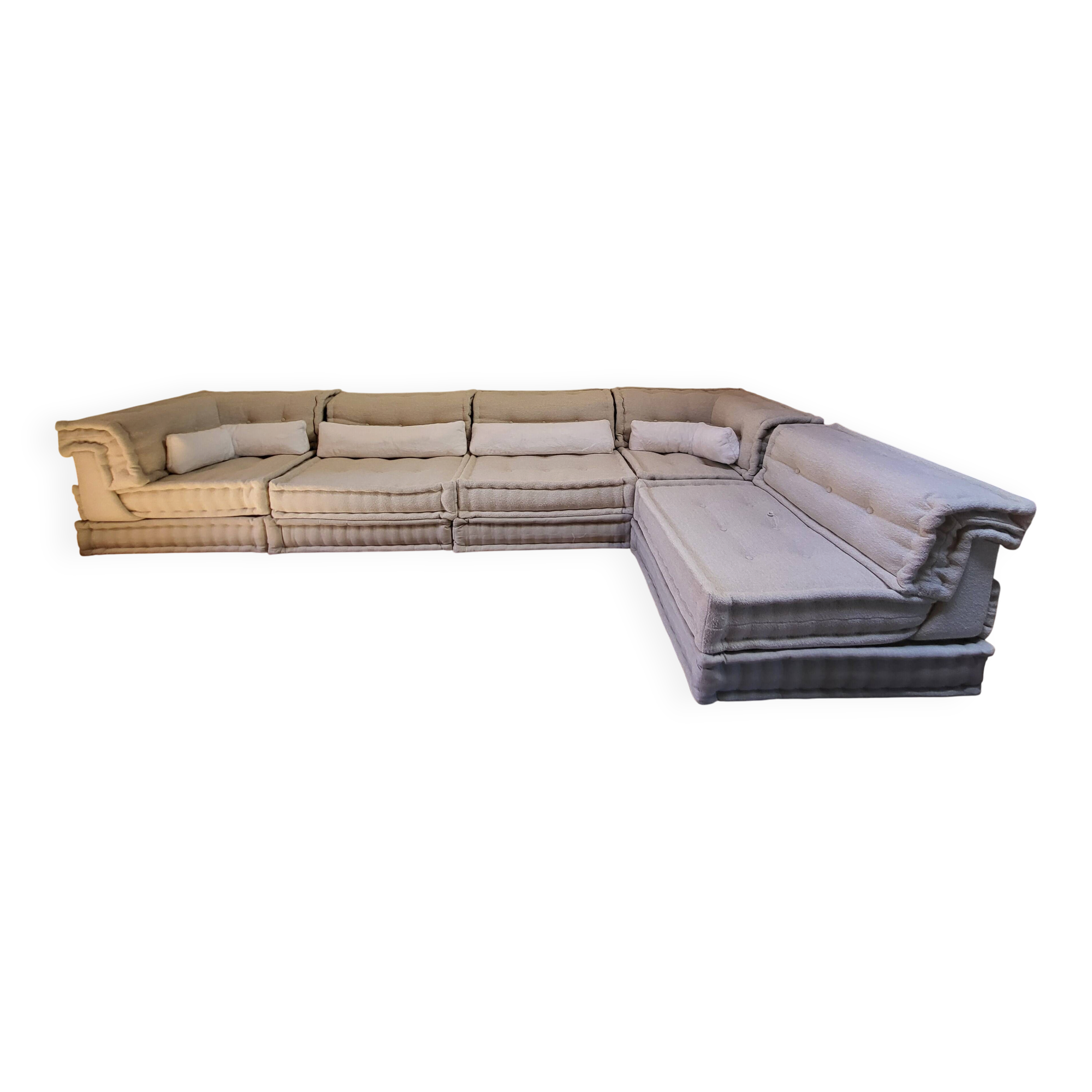 Mah Jong sofa by Roche Bobois in beige by Hans Hopfer, set of 7 modules.
