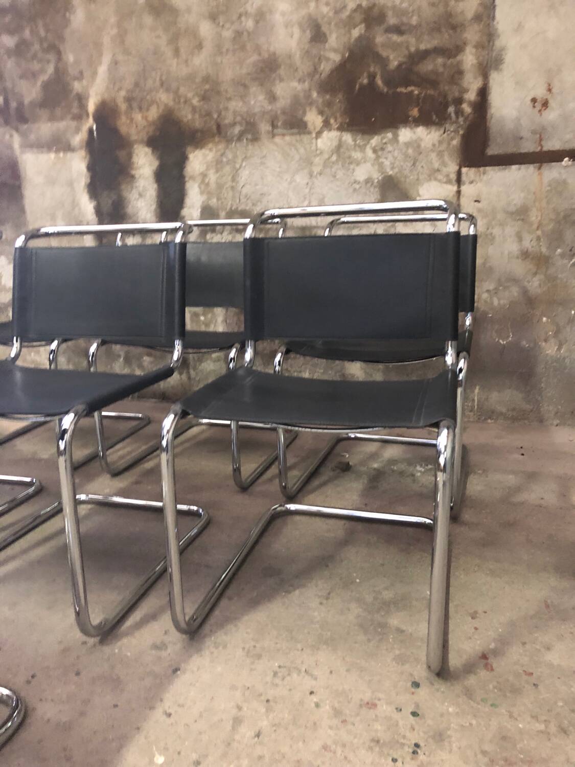 Ensemble de 7 Chaises S33 Mart Stam Circa 1980