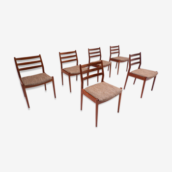 Ensemble de 6 chaises de salle à manger scandinaves en bois du milieu du siècle