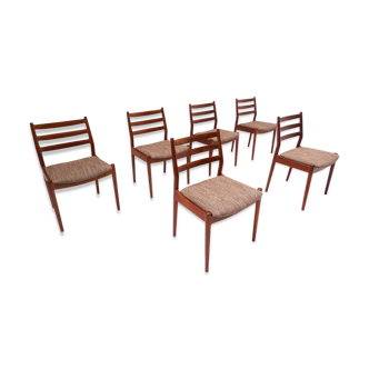 Ensemble de 6 chaises de salle à manger scandinaves en bois du milieu du siècle