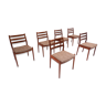 Set of 6 Scandinavian Mid Century Wooden Dining Chairs