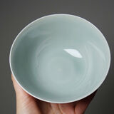 4 vintage Chinese rice bowls in celadon porcelain from the 70s-80s with reliefs of koi carp.