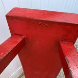 Red end of bed bench in solid wood with cracked effect Chinese style 1950