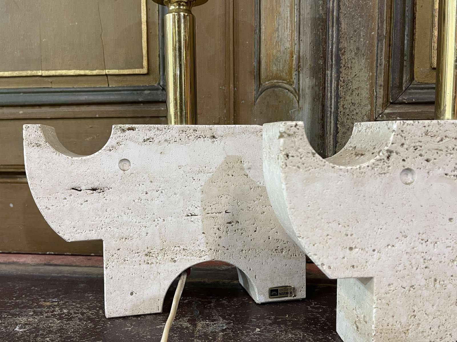 Pair of Italian travertine lamps by Fratelli Mannelli