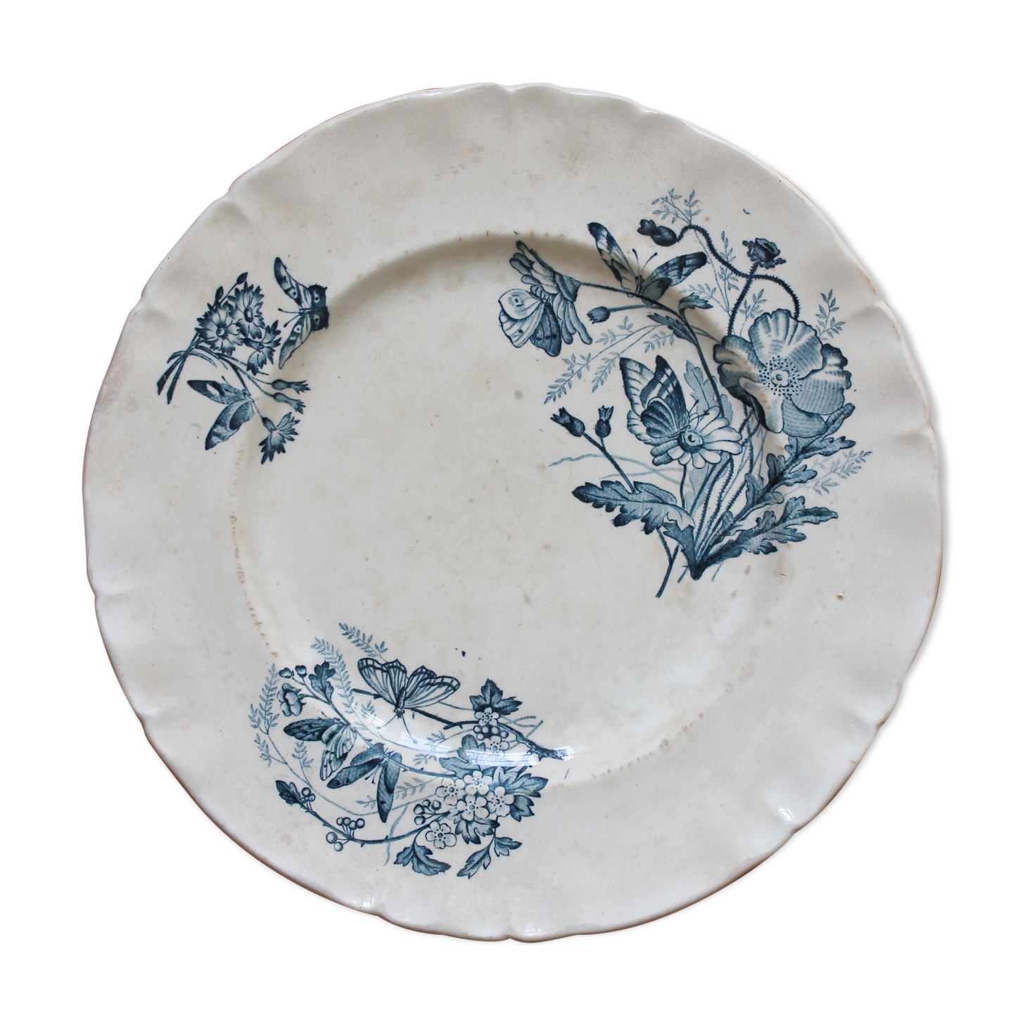 Round iron earth dish decoration flowers and butterflies P&R