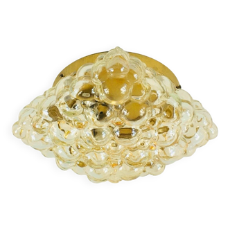 Large Amber Bubble Glass Ceiling Light or Flush Mount by Helena Tynell for Limburg, Germany, 1960s
