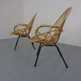 Set of Dutch Mid-Century Bamboo Chairs by Rohé Noordwolde, 1950s