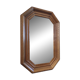 Vintage octagonal mirror in moulded oak – Belgium, circa 1970/1980