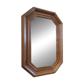 Miroir octogonal vintage en chêne mouluré – Belgique, circa 1970/1980