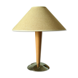 Table lamp chrome foot and vintage wood