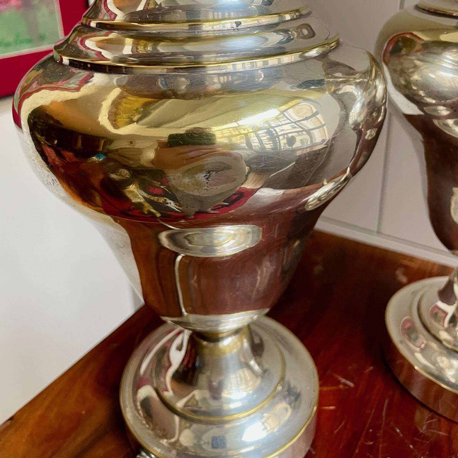 Pair of silver-plated metal lamps produced by Christofle - 1950s design