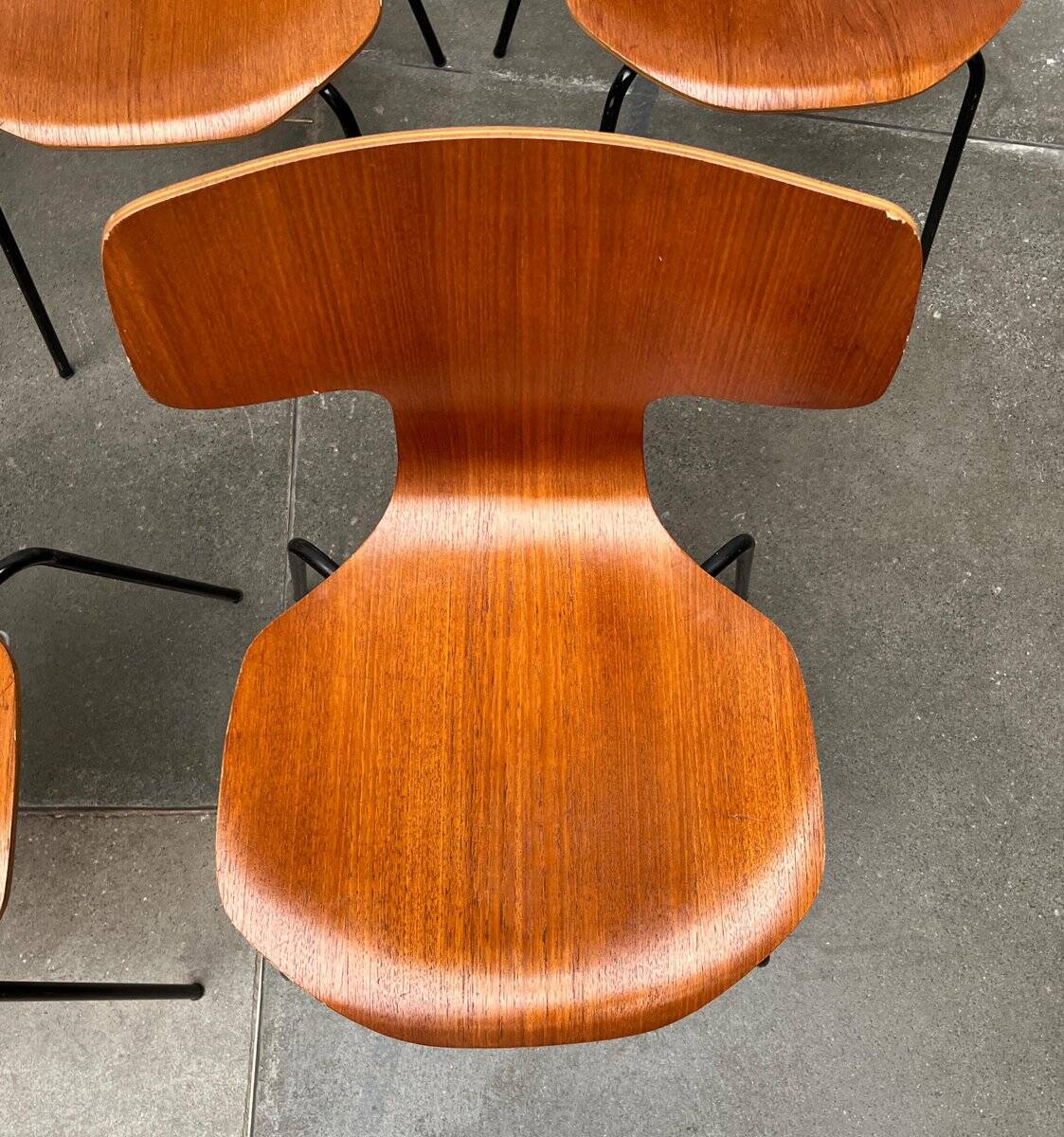 Mid-Century stackable chairs model 3103 Hammer by Arne Jacobsen for Fritz Hansen, Denmark, 1960s, set of 7.