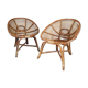 Paire de fauteuils coquille en osier