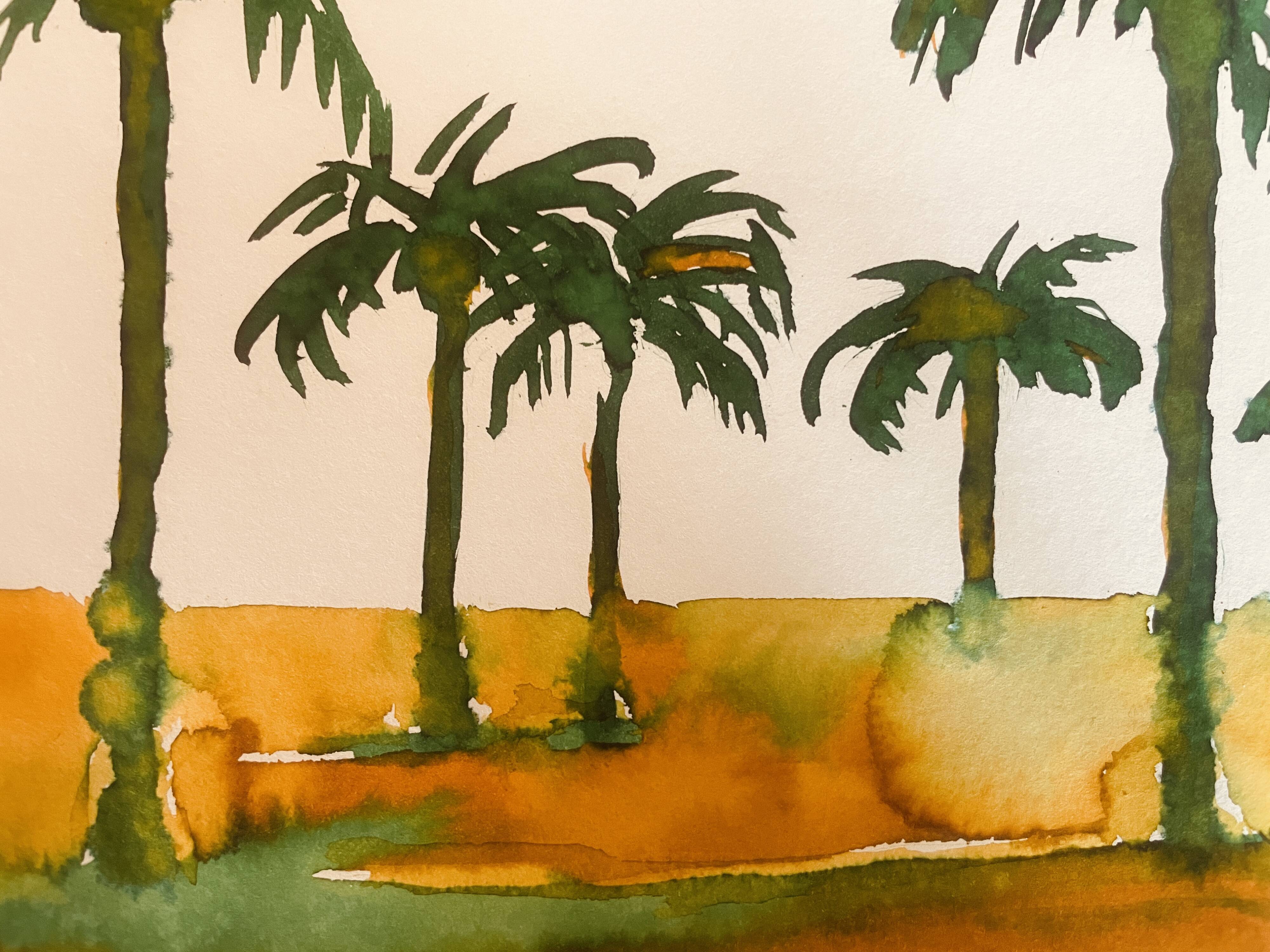 Tableau signé paysage Egypte « Lever de soleil sur le Nil »