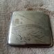 Old sterling silver cigarette case with Japanese decor