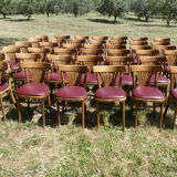 Set of 41 bistro chairs seated red skaï