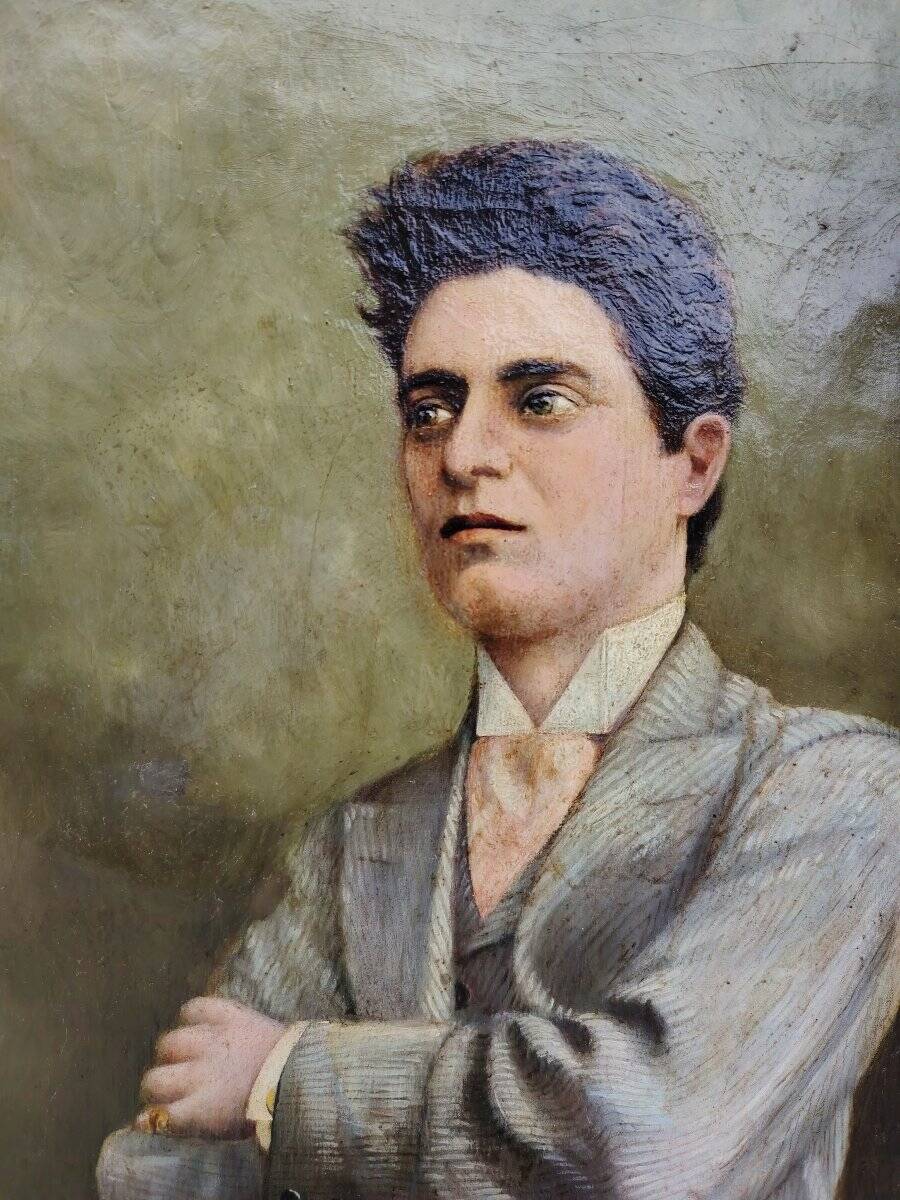 Oil painting on canvas by Pietro Mascagni, composer from the early 1900s.
