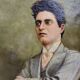 Oil painting on canvas by Pietro Mascagni, composer from the early 1900s.