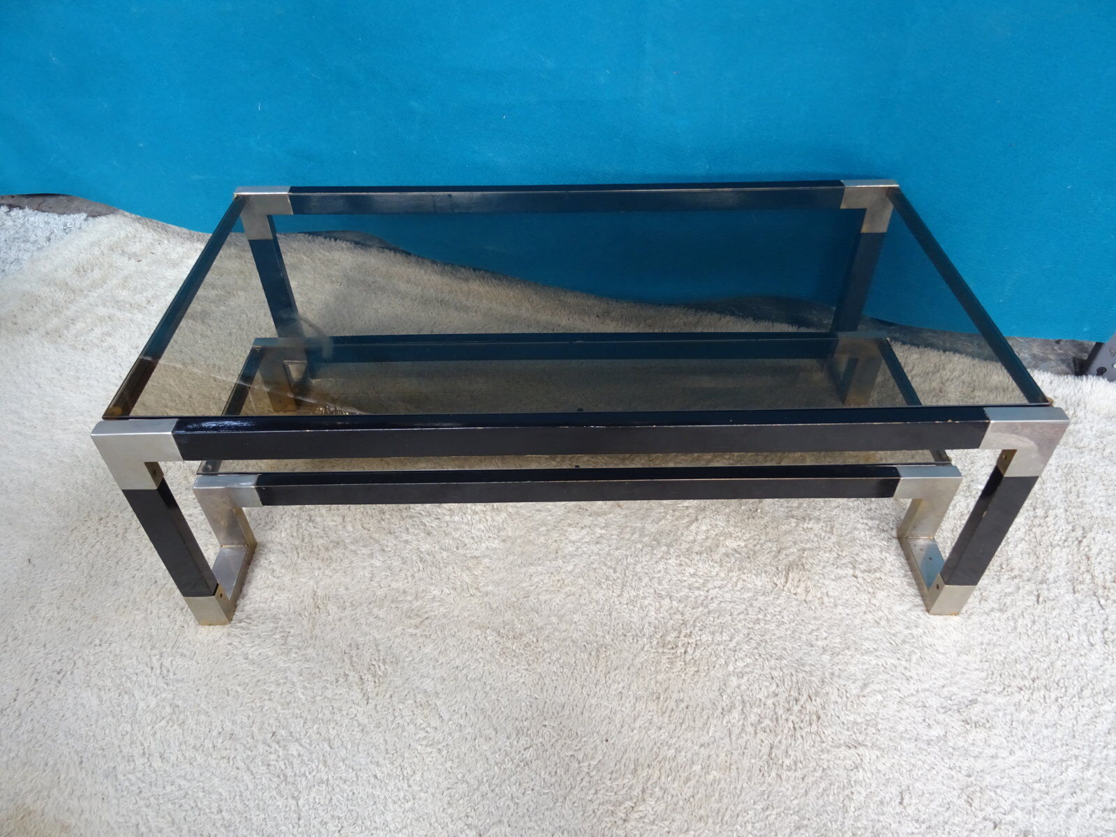 Coffee table metal smoked glasses