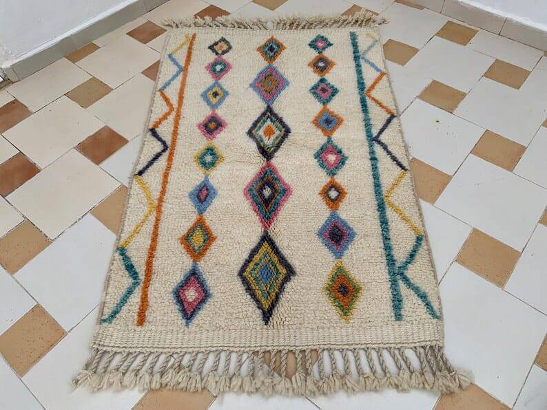 Colorful Berber rug size 200 x 300 cm