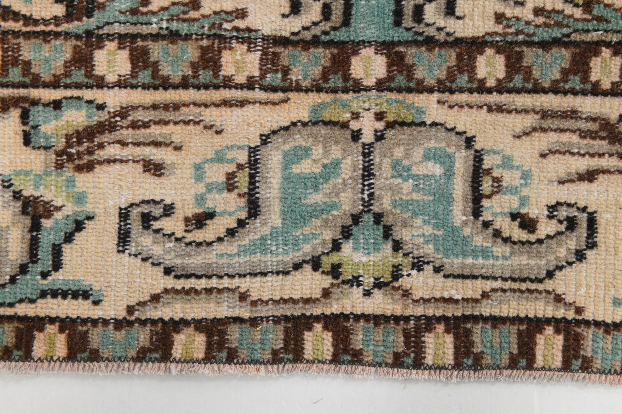 Tapis persan vert sarcelle et marron 6x9, 173x270 cm