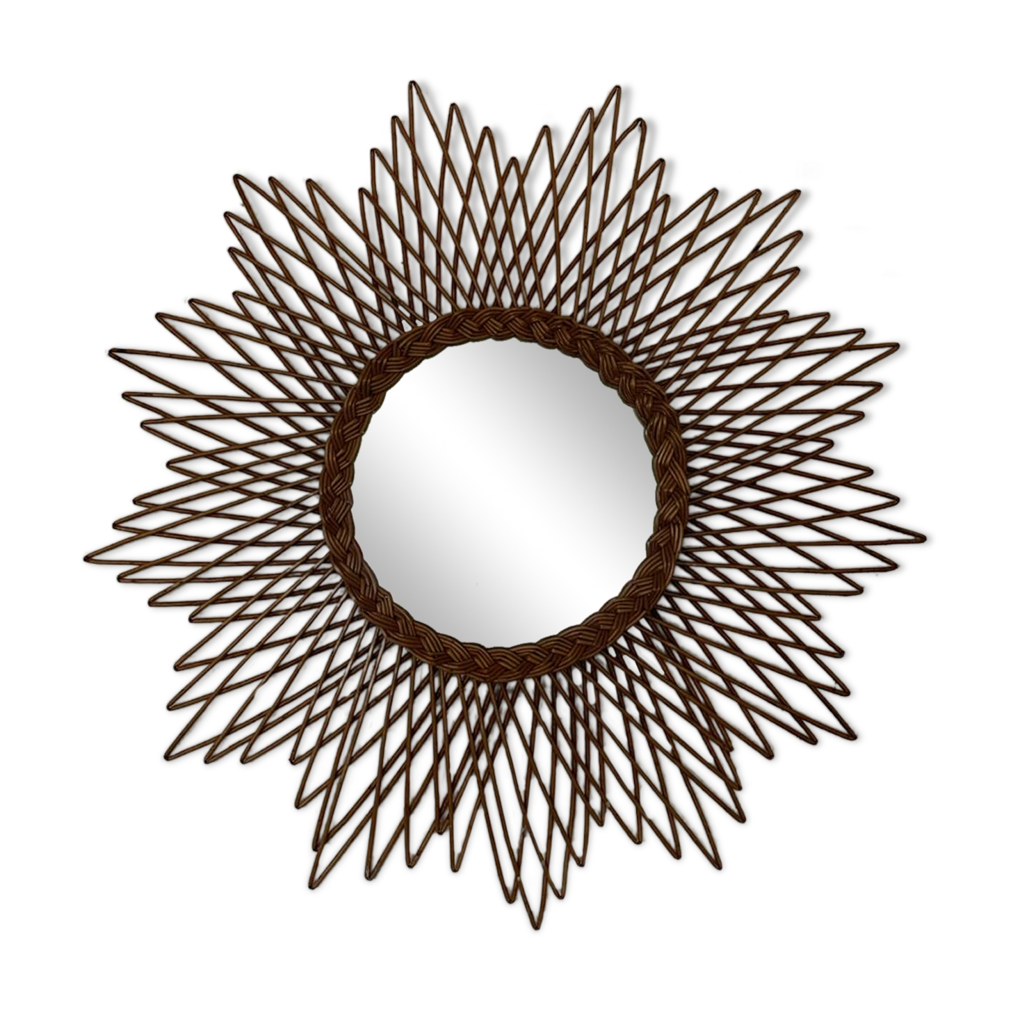Vintage wicker sun mirror collection