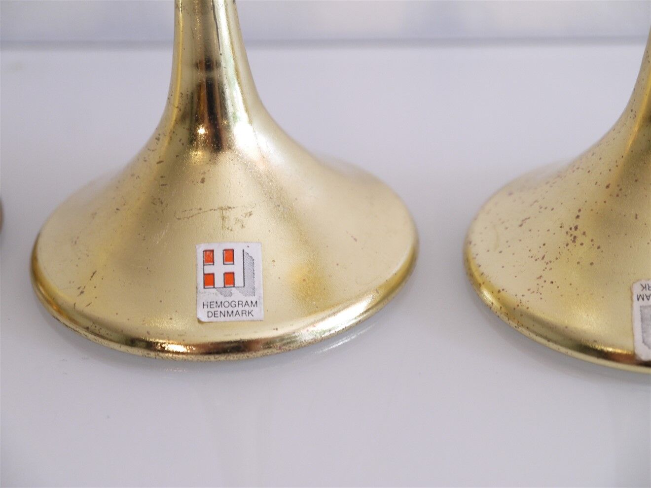 Set of 3 Scandinavian brass candle holders 1970