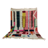 Large graphic Berber rug in pink and ecru – 300 × 217 cm