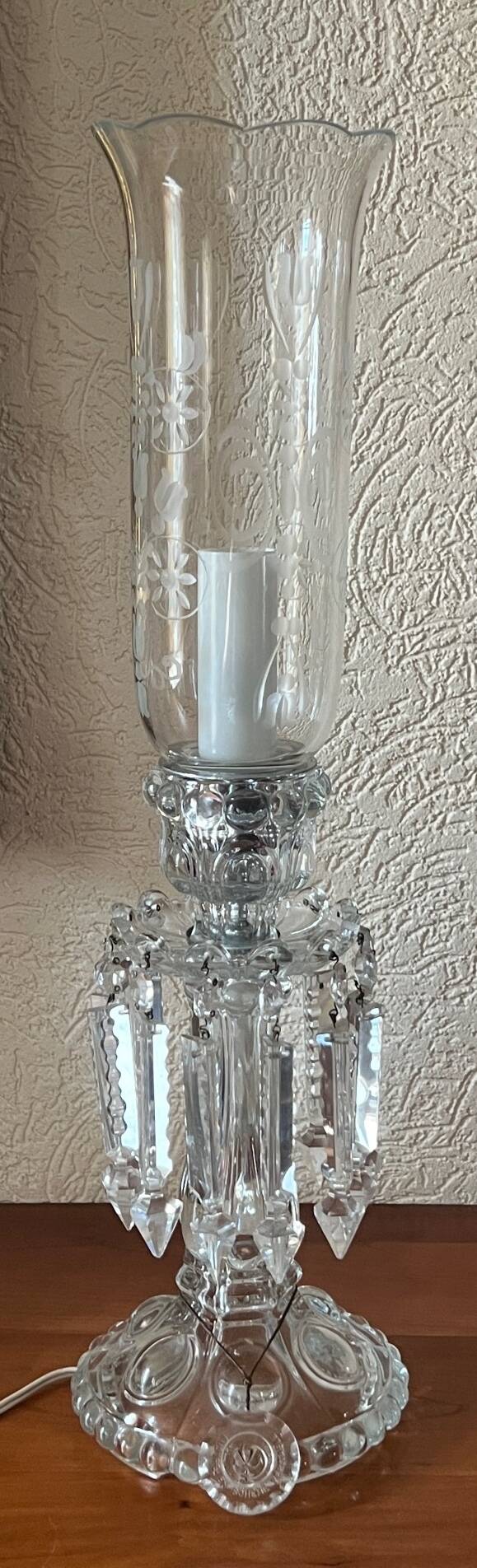 Desk lamp. Crystal, glass, hand engraving.