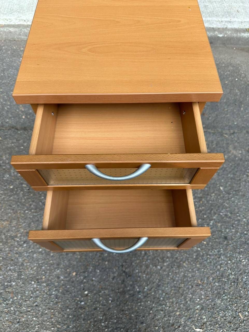 IKEA 1990 wood and frosted glass chest of drawers.