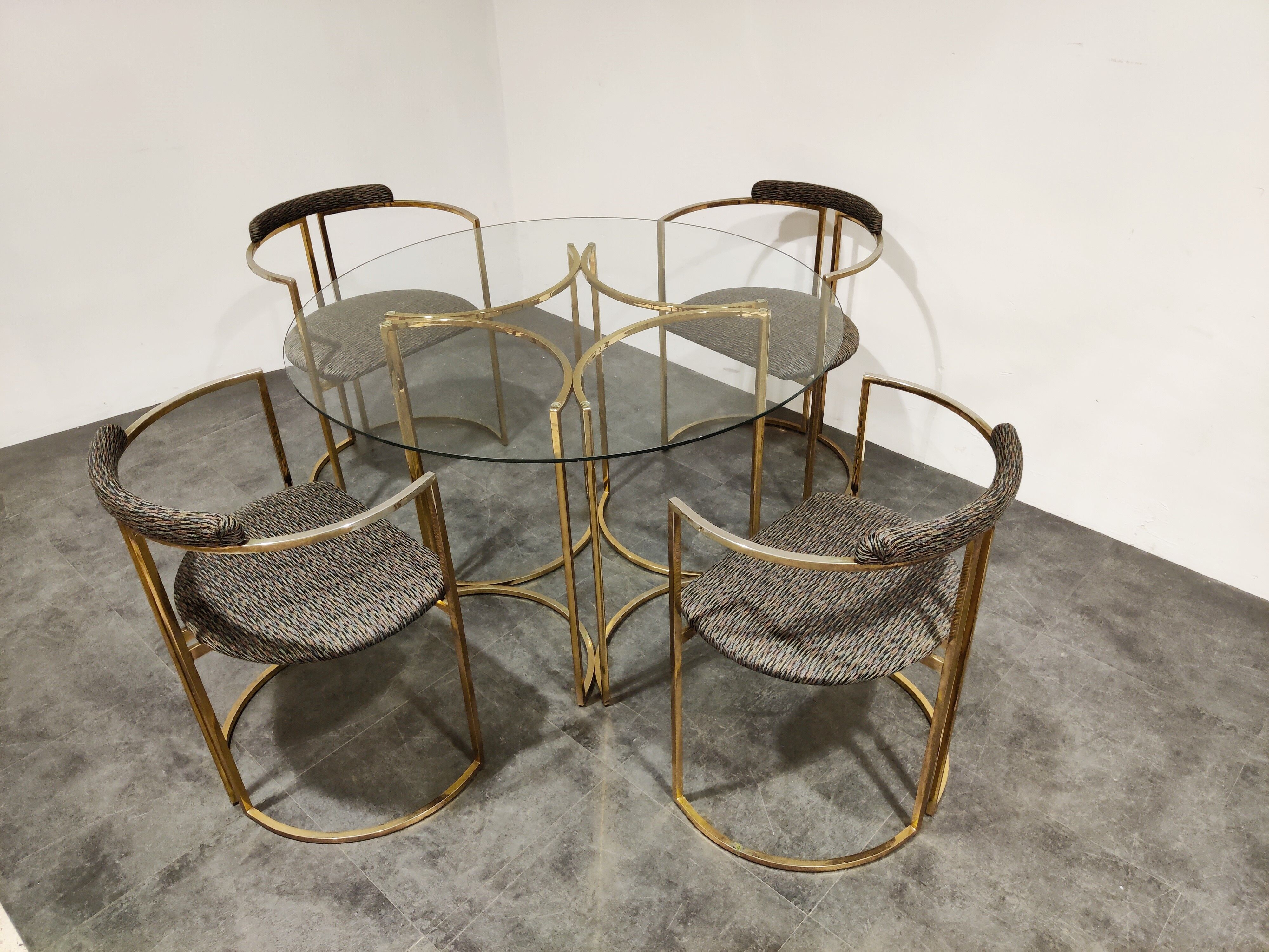 Vintage brass dining room set by Belgochrom, 1970s