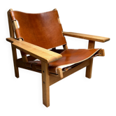 Fauteuil de chasse Kurt Østervig design danois chêne cuir