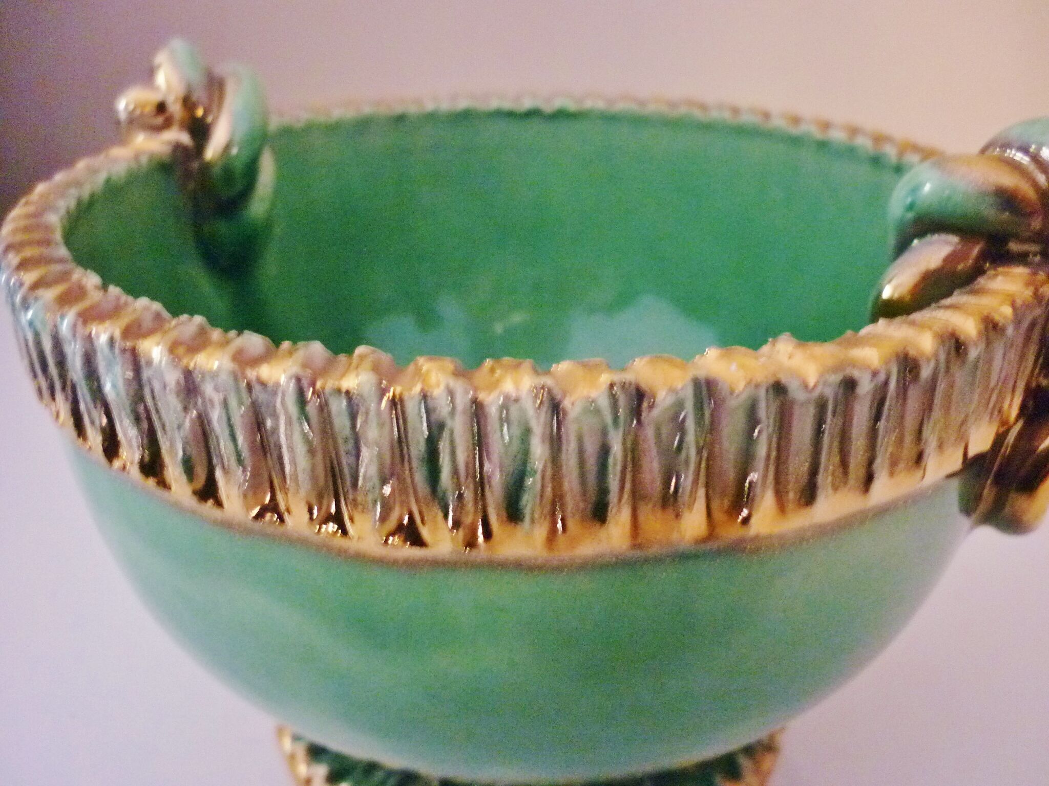 Cup, empty glazed ceramic pocket, signed Louis Dage, 50s