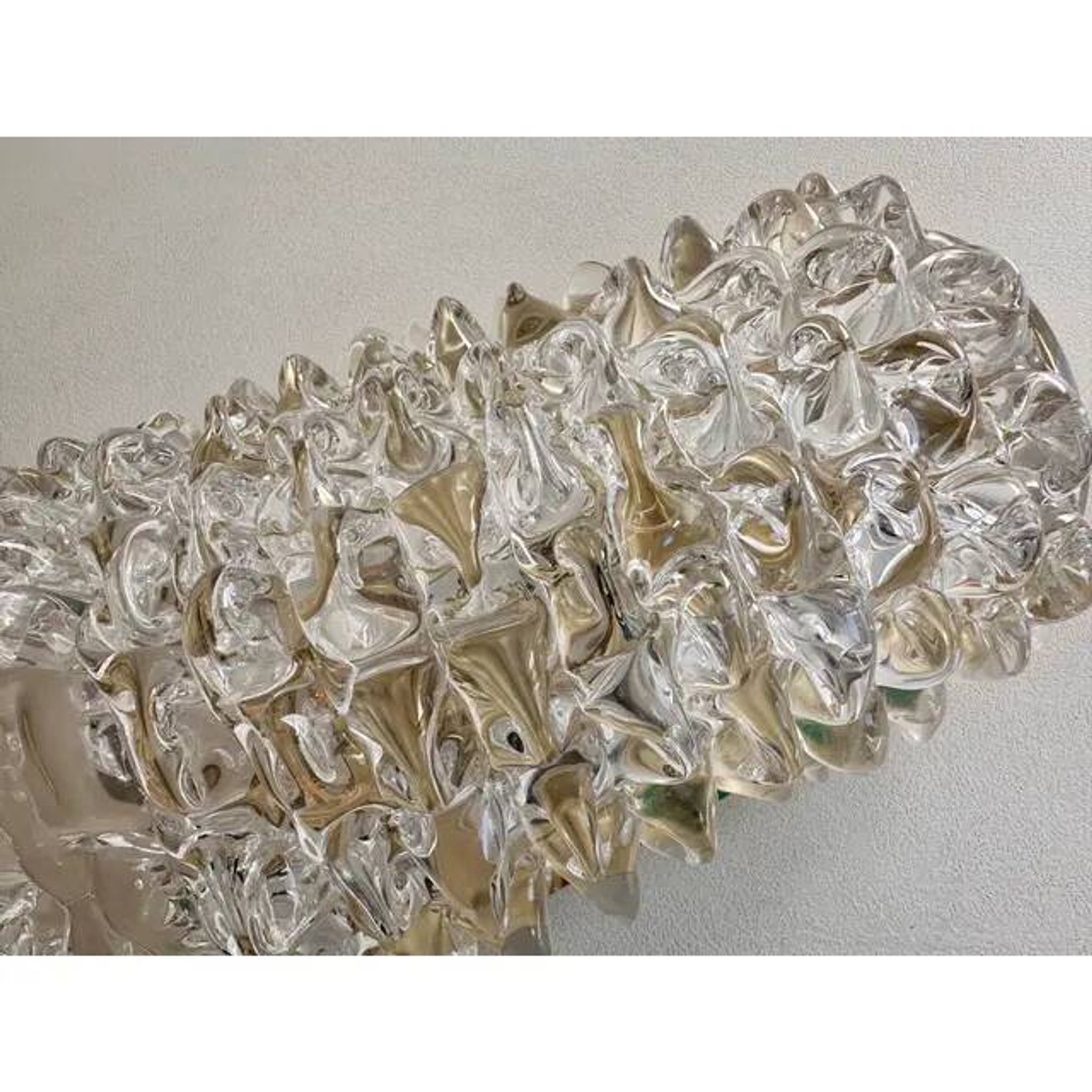 A Pair Barovier Art Deco Rostrato Clear Italian Murano Glass Wall Sconces