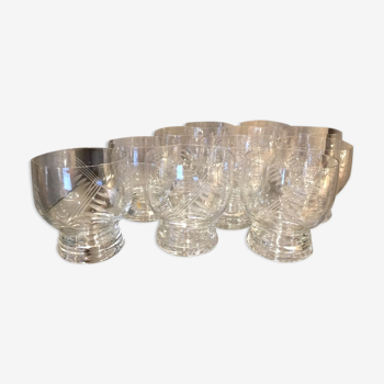 Suite of 11 port or digestive glass glasses from the 1930s 1940s