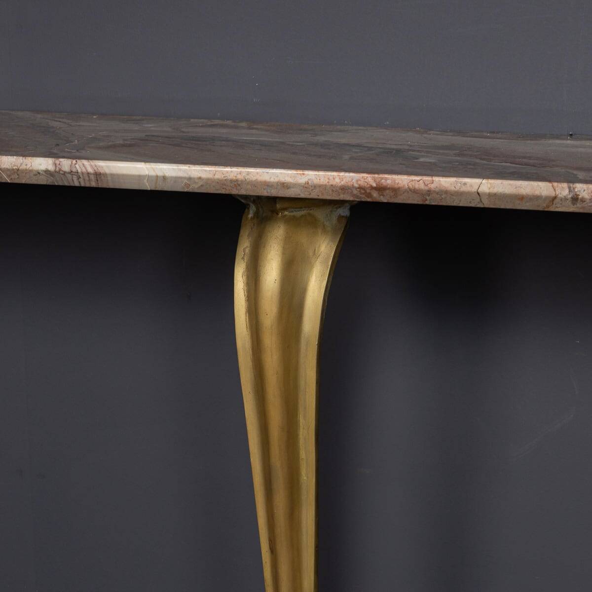 MID 20thC ITALIAN BRASS & MARBLE CONSOLE WITH MIRROR c.1950