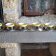 Series of 6 ceramic and stainless steel cups - 70s - Vintage