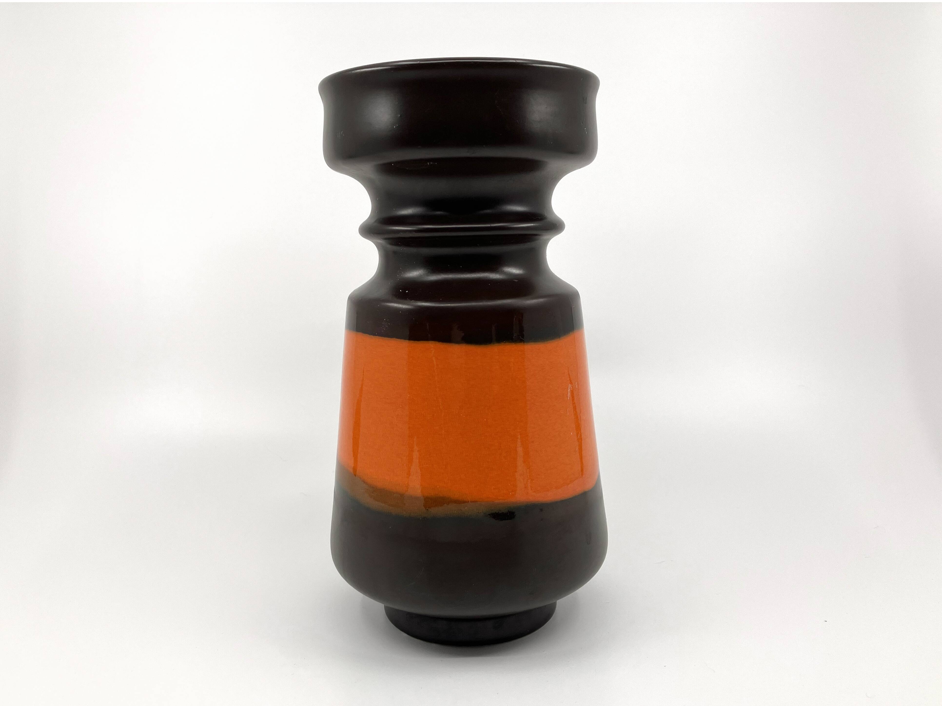 Brown and orange ceramic vase • 1970