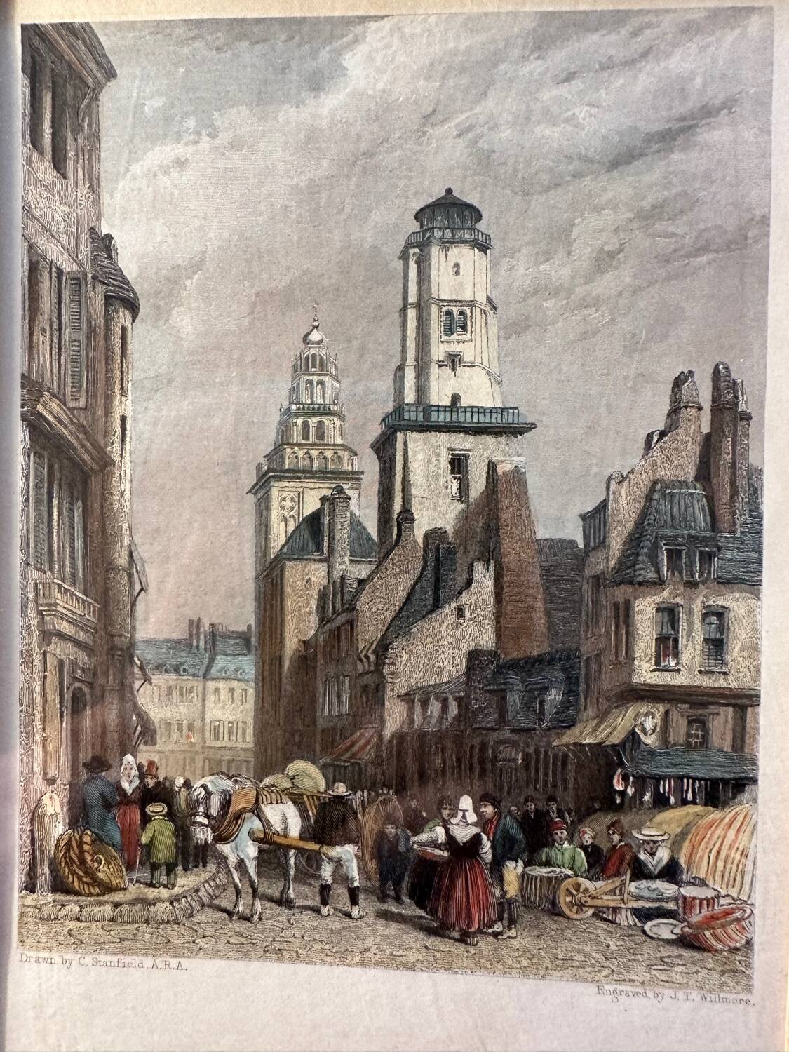 Calais 1834 - Original Engraving by JT Willmore - drawing by C. Stanfield