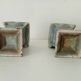 Pair of old art deco vases in enameled cast iron