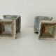 Pair of old art deco vases in enameled cast iron