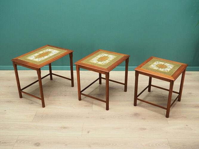 Set of three teak nesting tables, Danish design, 60's