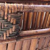 Dining table with removable rattan top & vintage bamboo 60s