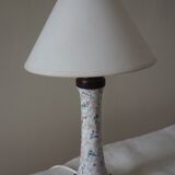Extra bedside table lamp in earthenware and wooden base