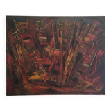 Table Painting Old Abstract Composition Abstraction XXth Signed