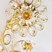 Pair of wall sconces flower in crystal with gilded brass by Ernst Palme, Palwa Germany, 1970s.