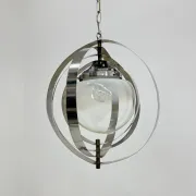 Mid-century glass sphere hanging pendant glass lamp design 1970’s space age Italy